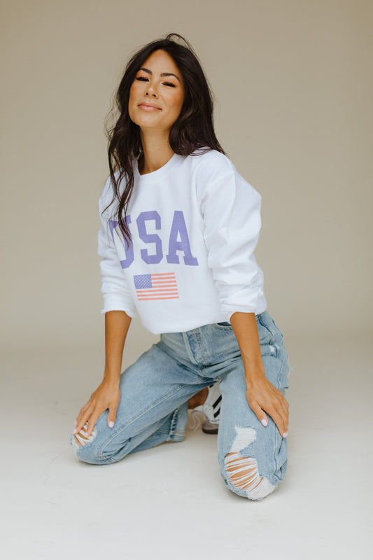 USA Sweatshirt/white/SALE
