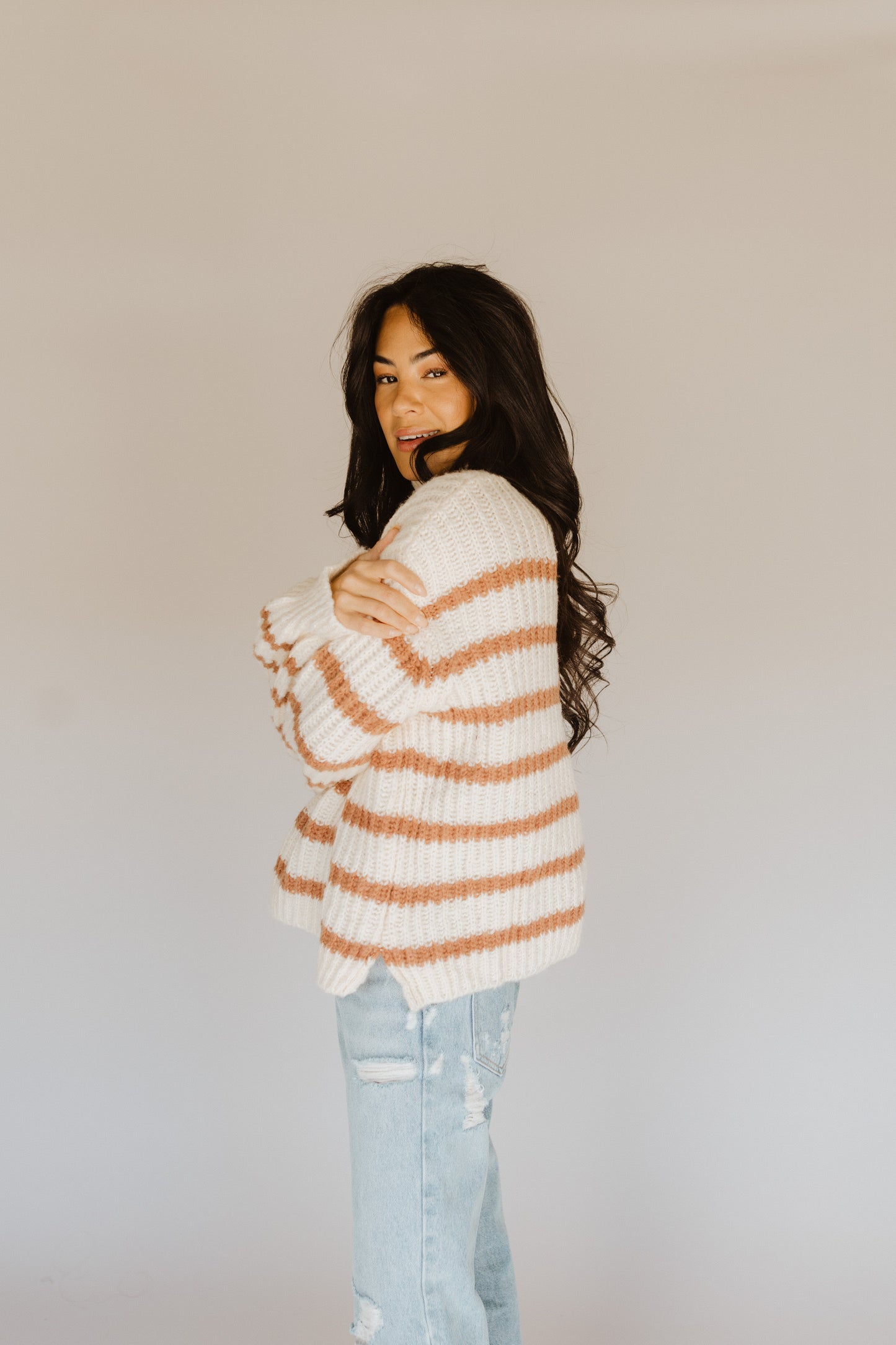 Cozy Stripes Sweater camel/SALE