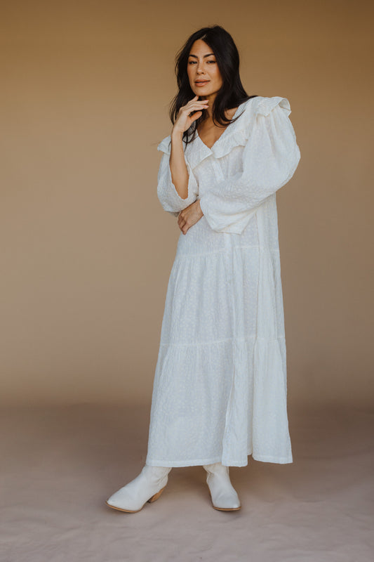 Collette Floral Dress/White