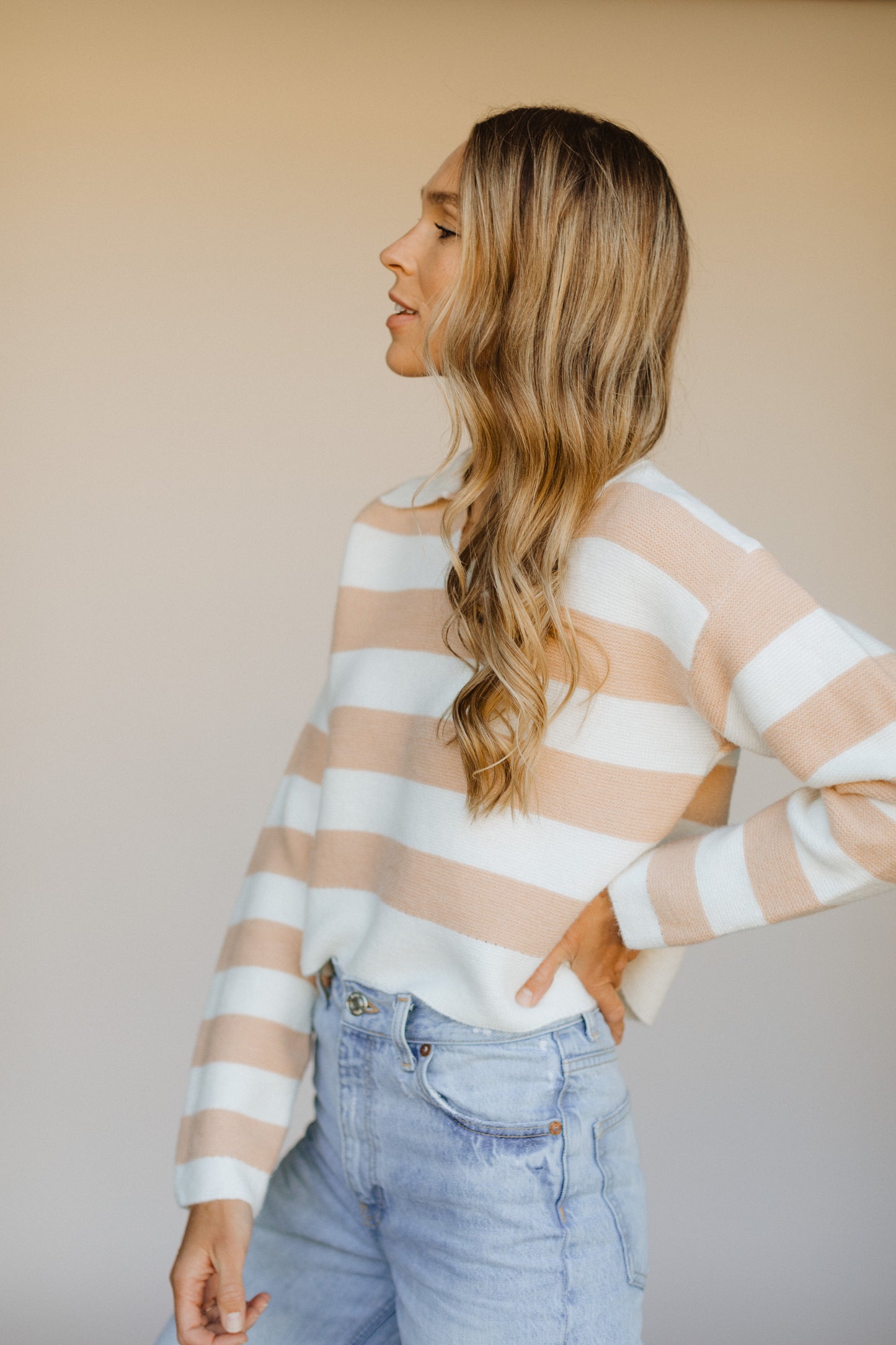 Be Bold Striped Sweater/Taupe/SALE