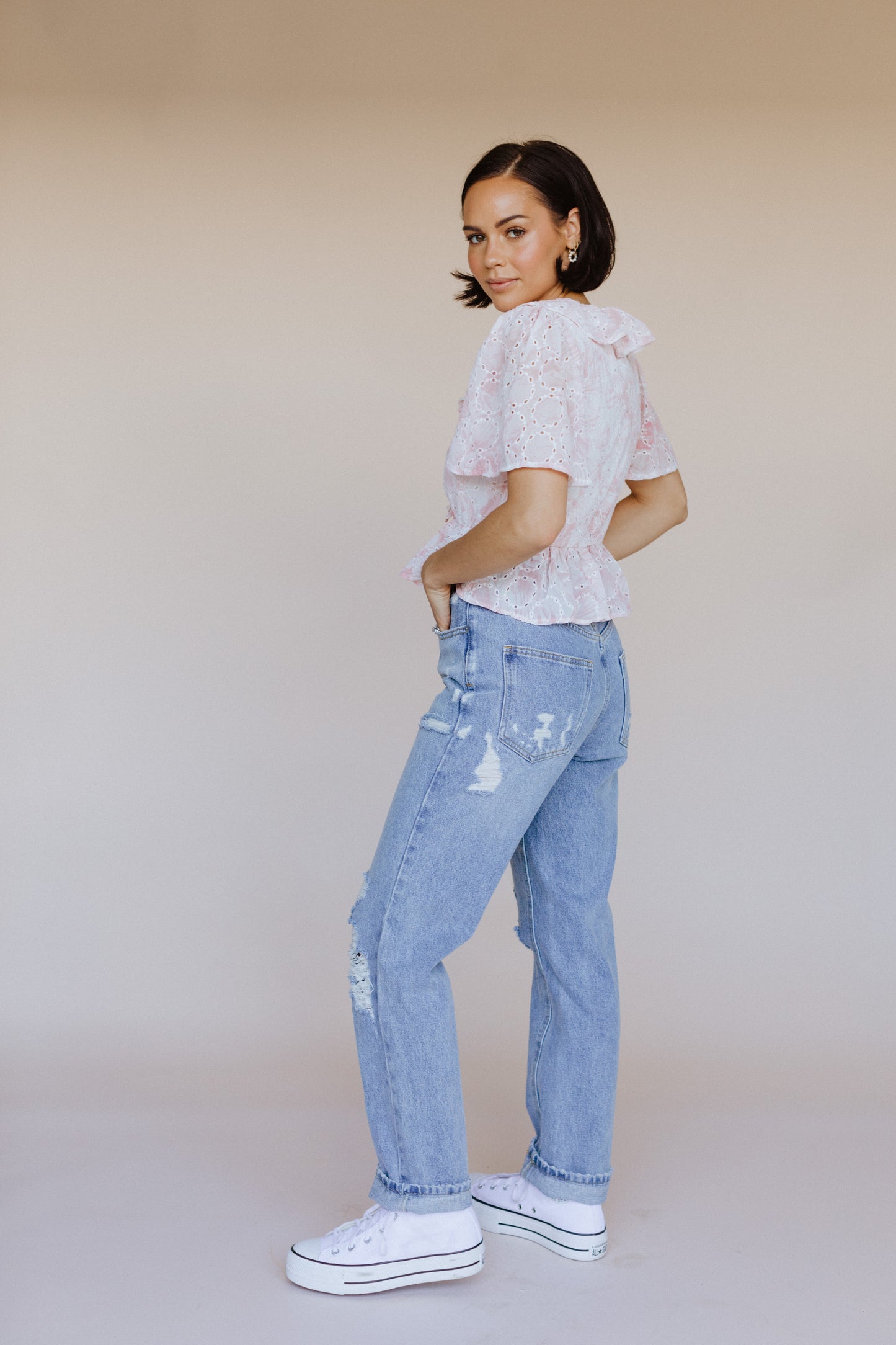 The Collin Eyelet Blouse/PINK