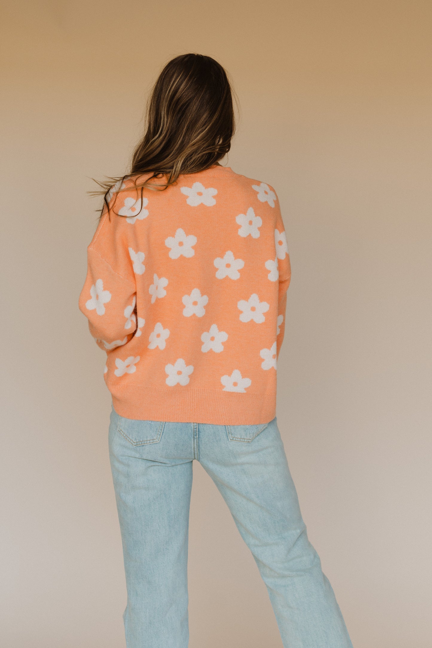 Finley Floral Sweater/ Peach/SALE