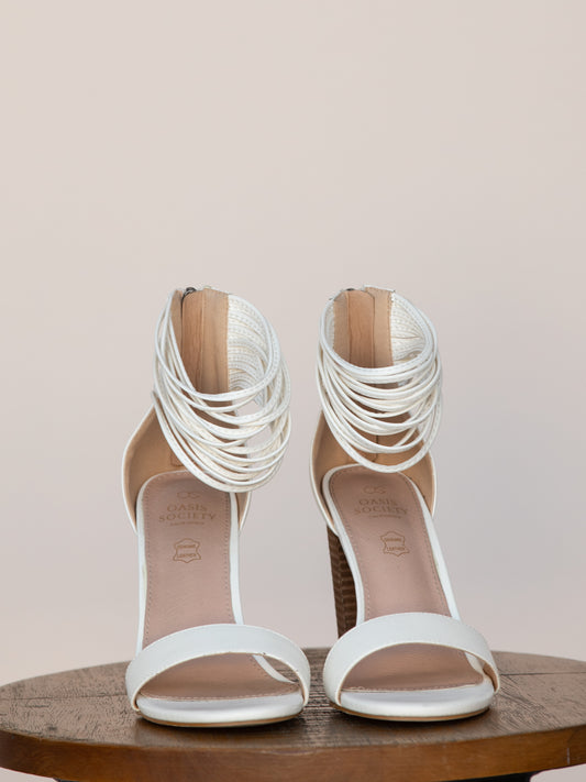 The Blair White | Thick Ankle Strap Block Heel-SALE
