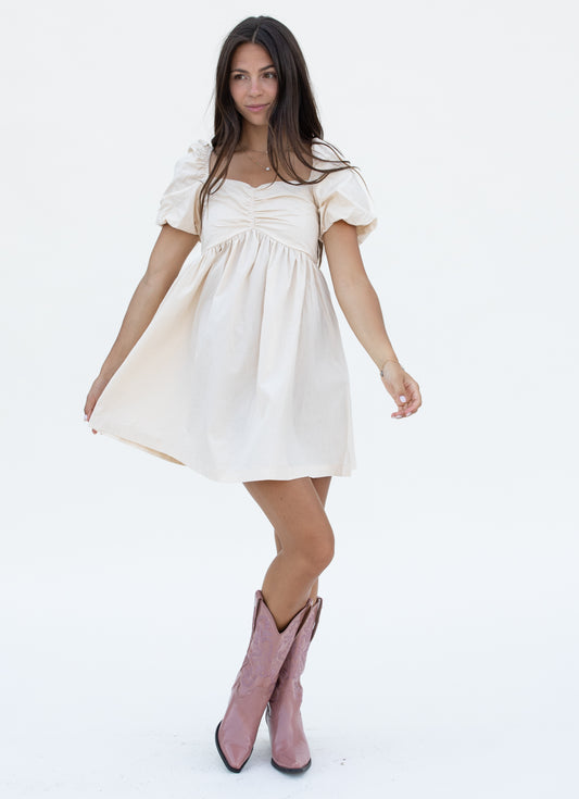 Alice Baloon Sleeve Mini Dress/ Cream/sale
